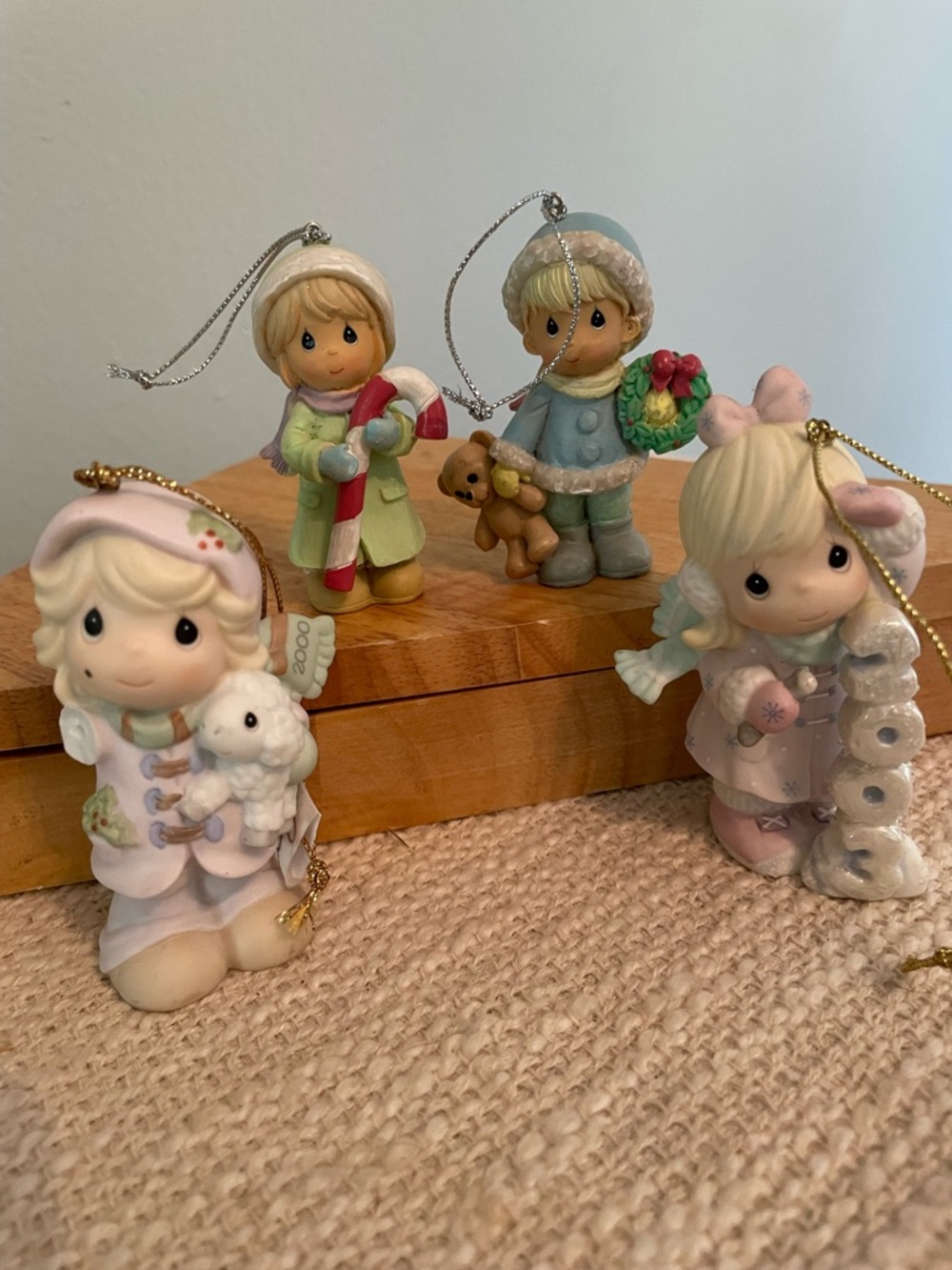 Precious Moments Pastel Pink & Blue Winter Ornament Set
